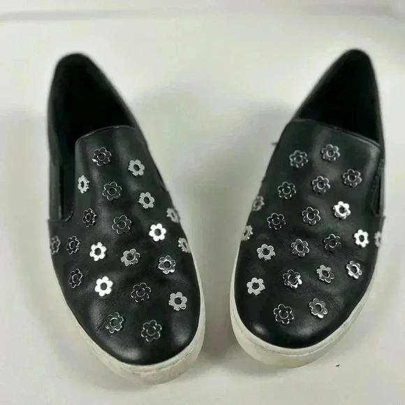 Michael Kors Keaton Slip On Sneaker metallic Floral toe Leather Black-Size 8 - Picture 10 of 13